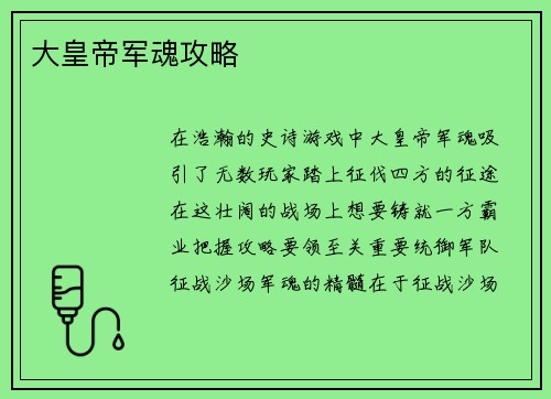 大皇帝军魂攻略